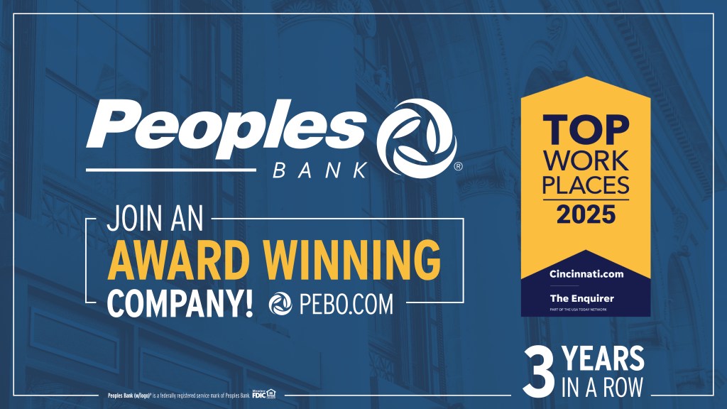 Peoples Bank Named Top Workplace in Greater Cincinnati 3 Years in a Row